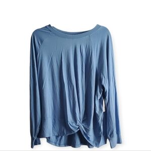 Time and Tru Women's Knotted Blue Long Sleeve Top